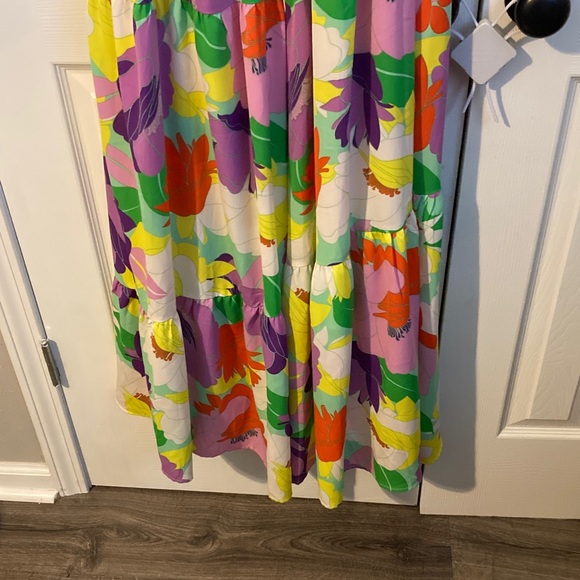 Entro Green and Orange Smocked Dress - Picture 3 of 6